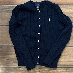 Polo by Ralph Lauren Girls Navy Cable Knit Cardigan